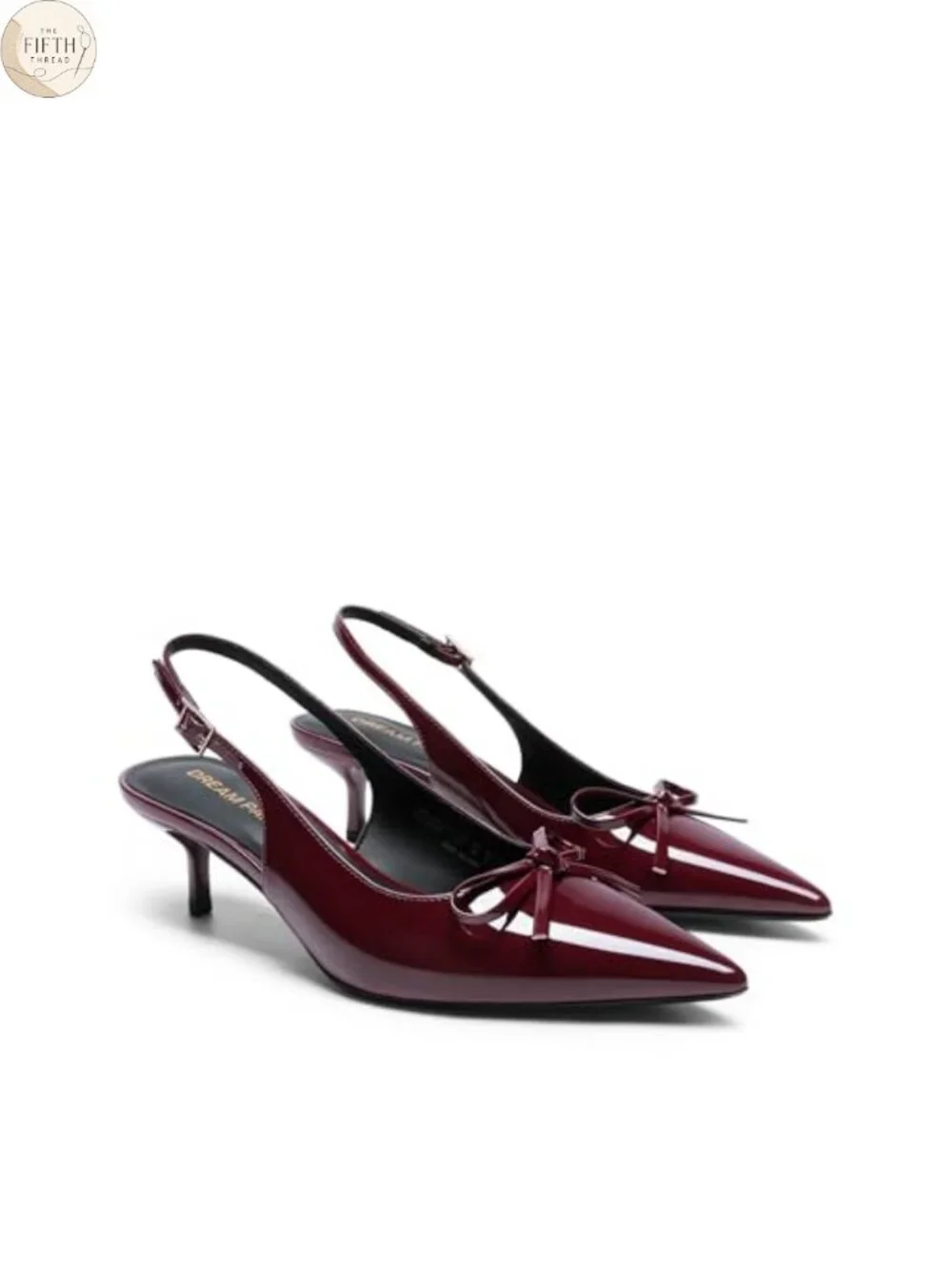 Women's Faux Leather Slingback Kitten Heel Pointed Toe Pumps